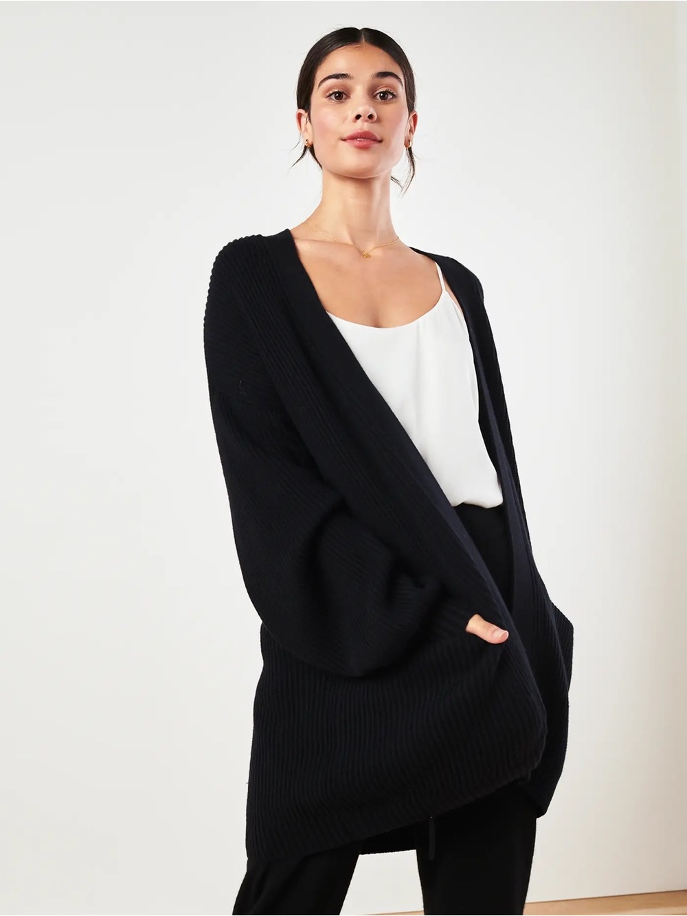 QUINCE organic cotton oversized cardigan black size S